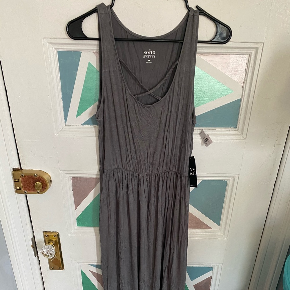 NY&Co NWT Grey cotton maxi dress.
